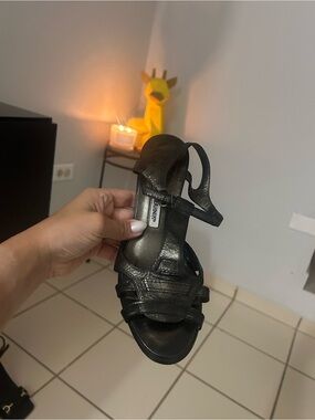 Manolo Blahnik Black Leather Strappy Heels